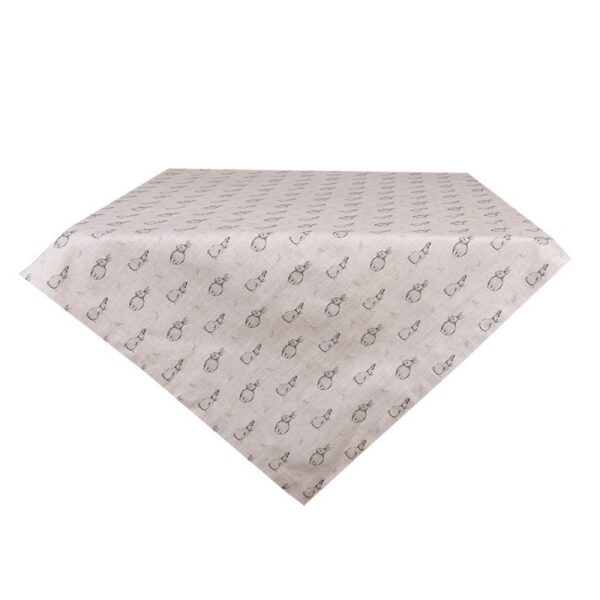 Tafelkleed 100x100 cm Beige Grijs Katoen Konijn