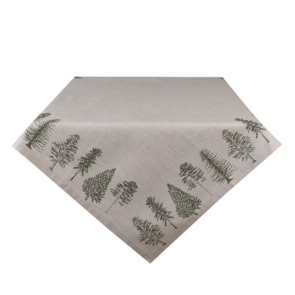 Tafelkleed 100x100 cm Beige Groen Katoen Dennenbomen