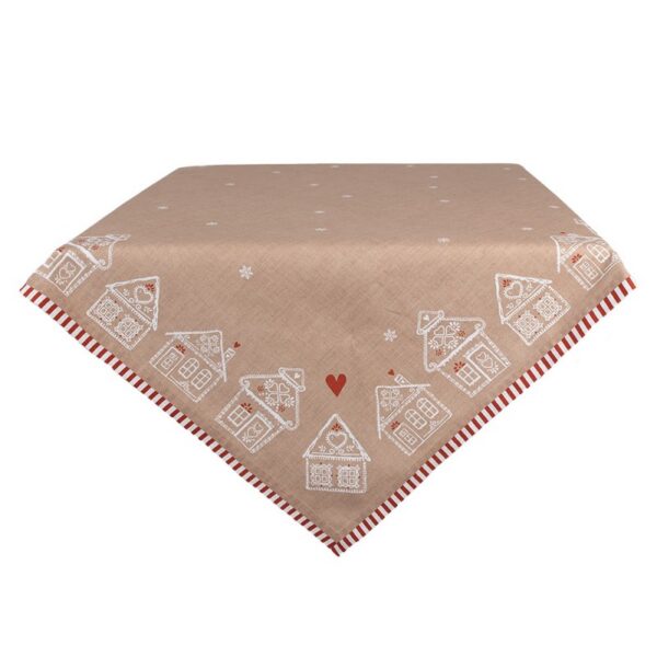 Tafelkleed 100x100 cm Bruin Katoen Gingerbread house