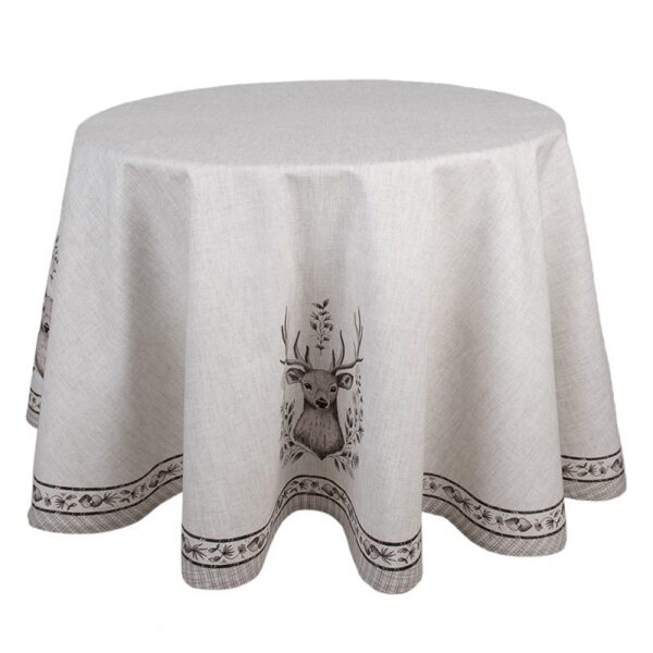 Tafelkleed Ø 170 cm Beige Katoen Hert Tafellaken