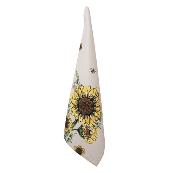 Theedoek 50x70 cm Beige Geel Katoen Zonnebloemen Keukenhanddoek