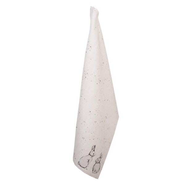 Theedoek 50x70 cm Beige Grijs Katoen Konijn