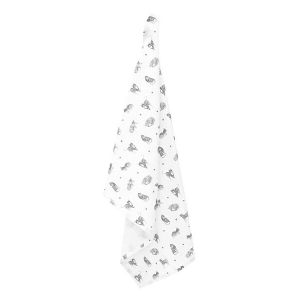 Theedoek 50x70 cm Grijs Wit Katoen Katten Keukenhanddoek