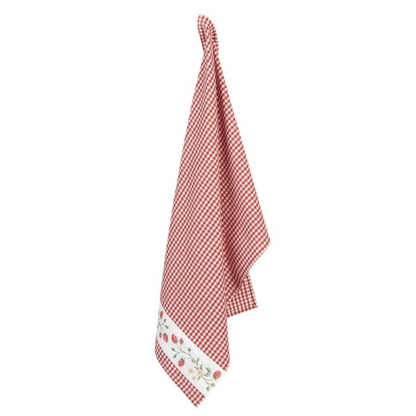 Theedoek 50x70 cm Wit Rood Katoen Aardbeien Keukenhanddoek