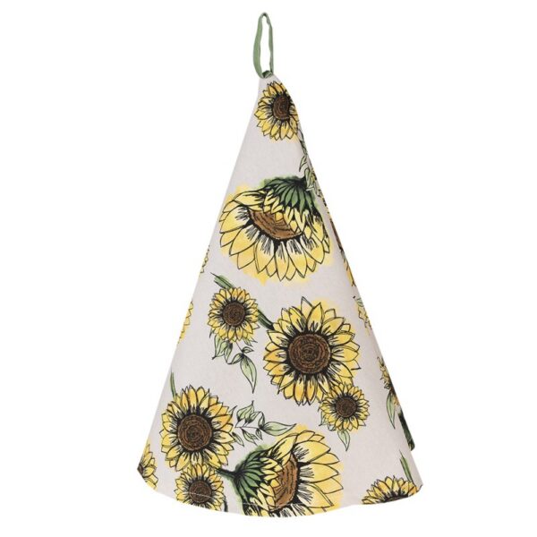Theedoek Ø 80 cm Beige Geel Katoen Zonnebloemen Keukenhanddoek