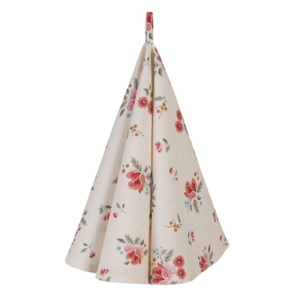 Theedoek Ø 80 cm Beige Katoen Rozen Keukenhanddoek