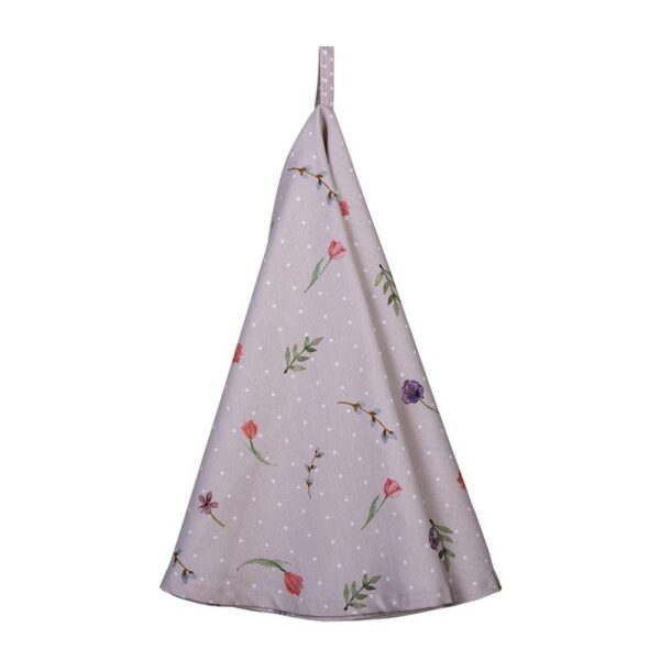 Theedoek Ø 80 cm Beige Roze Katoen Bloemen Vaatdoek