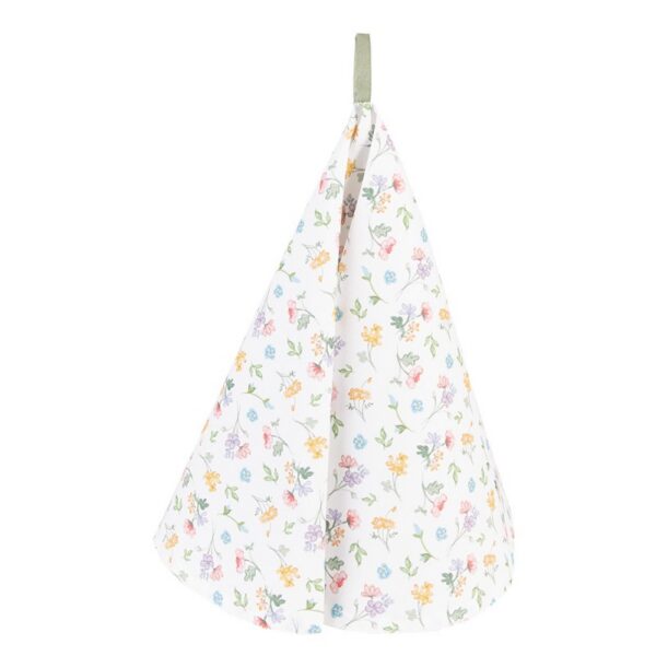 Theedoek Ø 80 cm Wit Groen Katoen Bloemen Keukenhanddoek