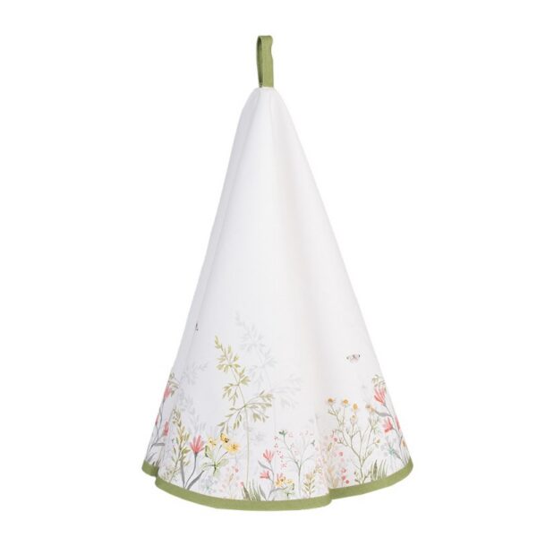 Theedoek Ø 80 cm Wit Katoen Bloemen Keukenhanddoek