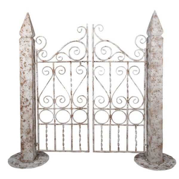 Tuinpoort 163x40x157 cm Wit/Bruin Metaal