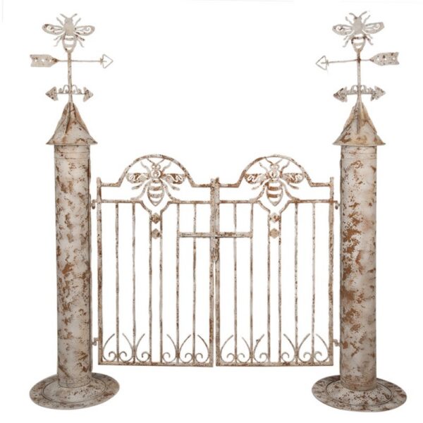 Tuinpoort 164x40x172 cm Wit/Bruin Metaal