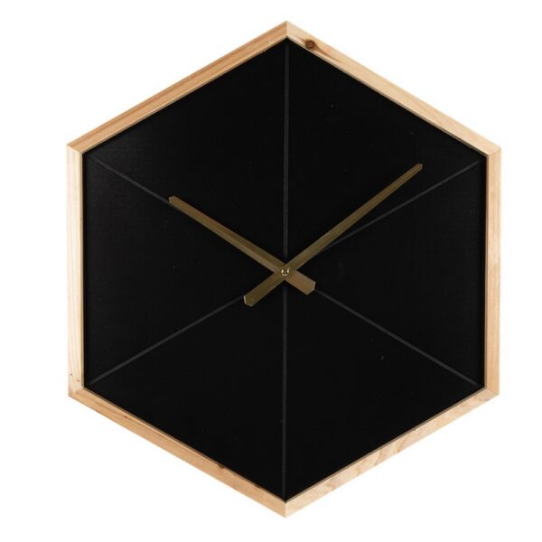 Wandklok 50 cm Zwart Bruin Hout Muurklok