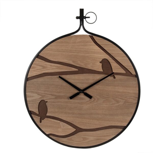 Wandklok 60x4x72 cm Bruin Zwart Mdf Vogels Muurklok