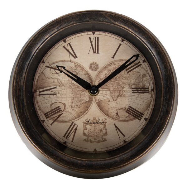 Wandklok O 23x5 cm Bruin Beige Kunststof Muurklok