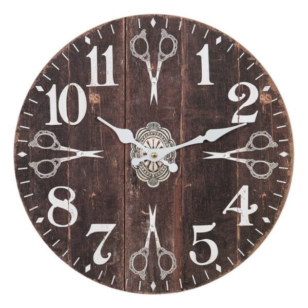 Wandklok O 34 cm Bruin Wit Mdf Scharen Muurklok