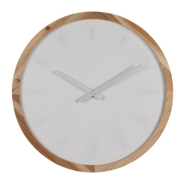Wandklok O 50 cm Wit Bruin Hout Muurklok