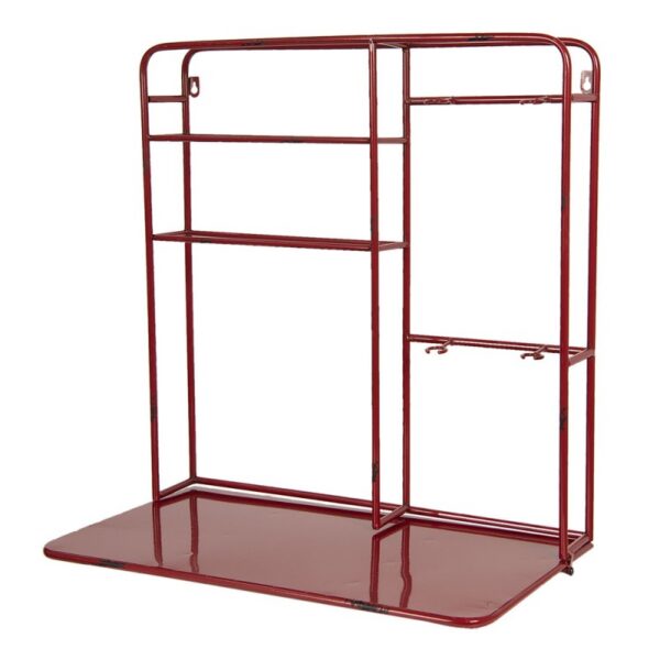 Wandrek 59X33X63 Cm Rood Ijzer Flessenrek