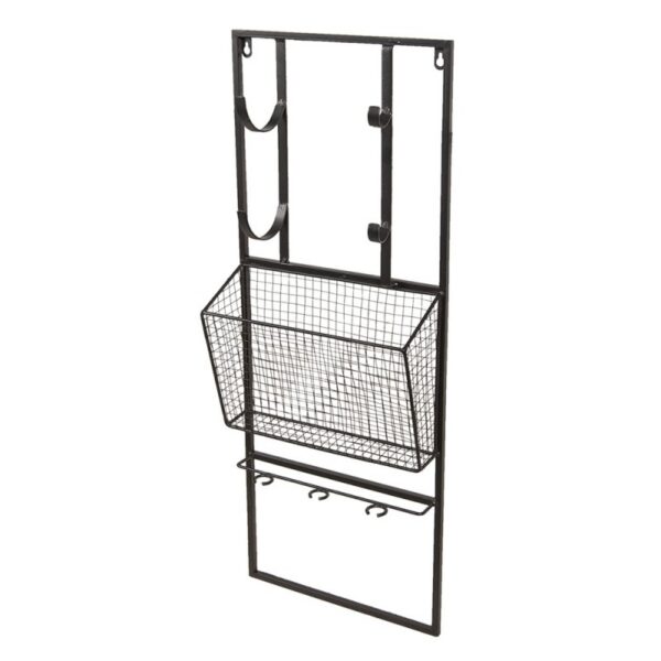 Wijnrek 32X12X82 Cm Zwart Metaal Wandrek