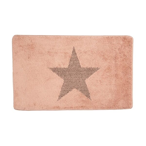 Badmat 78x48x1 cm Roze Polyester Ster