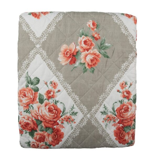 Bedsprei 140x220 cm Grijs Roze Katoen Bloemen Sprei
