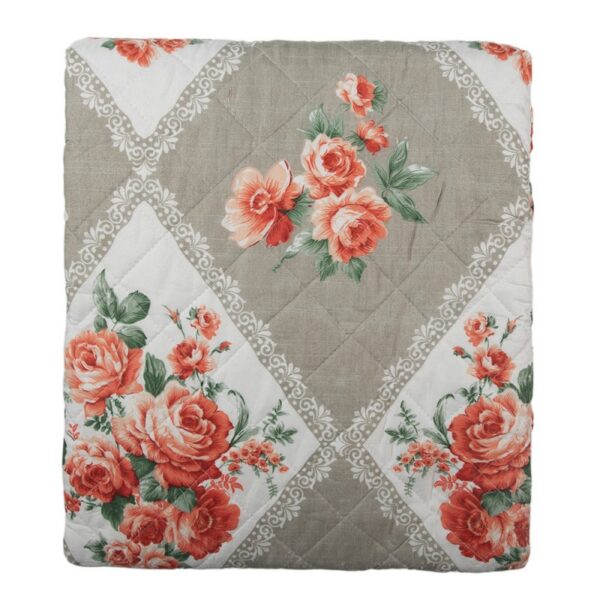 Bedsprei 240x260 cm Grijs Roze Katoen Bloemen Sprei