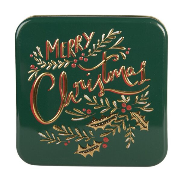 Bewaarblik 17x17x6 cm Groen Metaal