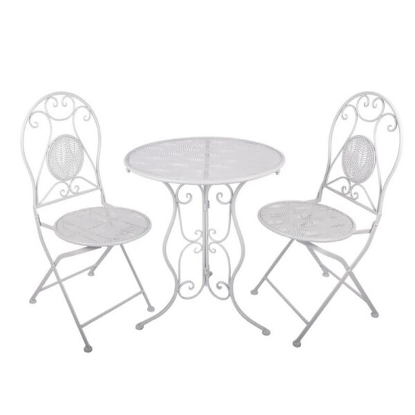 Bistroset Bistrotafel Bistrostoel 3-delig Ø 60x70 / 50x40x93 cm Wit Metaal