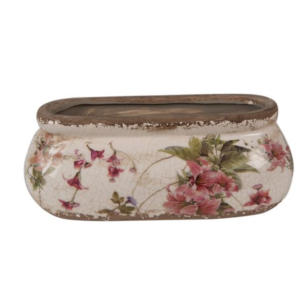 Bloempot 18x8x7 cm Roze Beige Keramiek Bloemen Bloempot Binnen