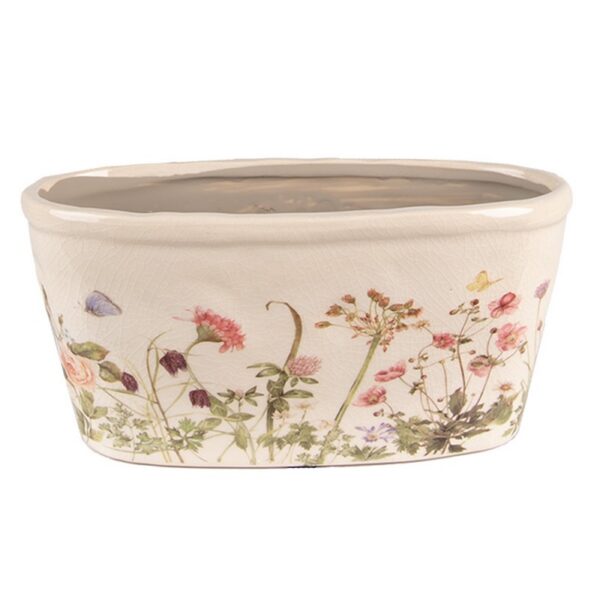 Bloempot 23x10x11 cm Roze Beige Keramiek Bloemen Bloempot Binnen