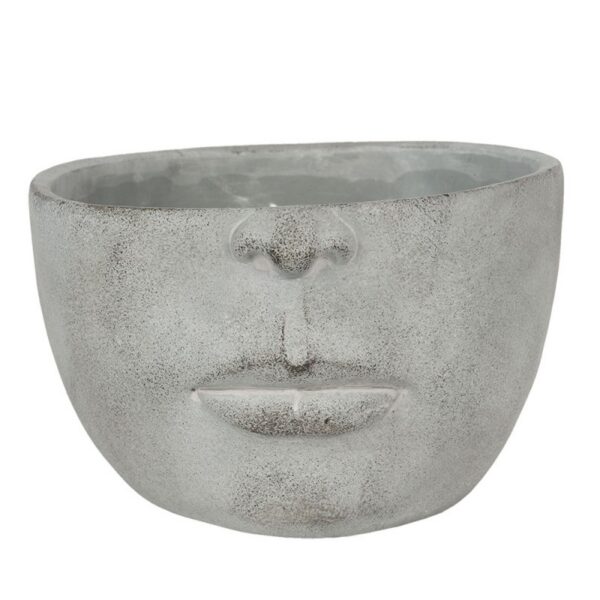 Bloempot 24x23x15 cm Grijs Steen Gezicht Bloempot Binnen