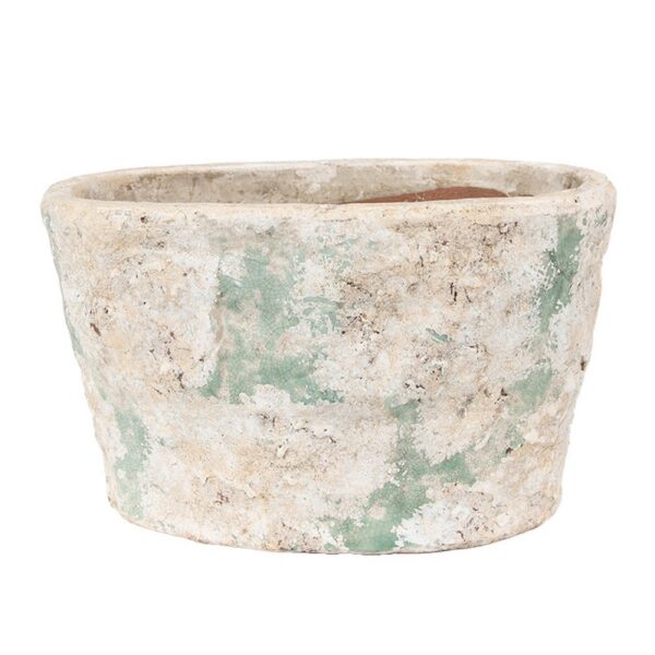 Bloempot 25x16x15 cm Beige Groen Terracotta