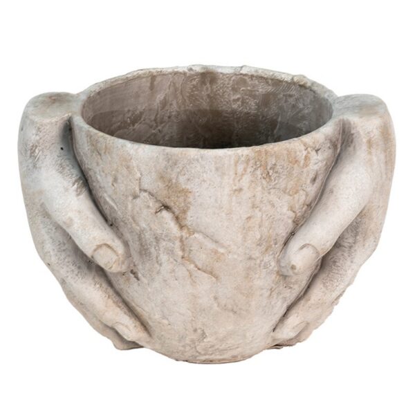 Bloempot 25x18x17 cm Grijs Steen Handen Bloempot Binnen