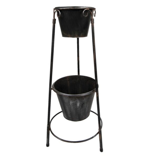 Bloempot 79 cm Zwart IJzer Plantenstandaard