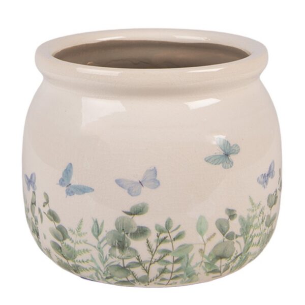 Bloempot Beige Keramiek Vlinders