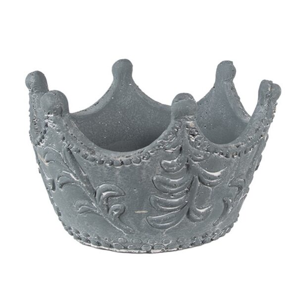Bloempot Binnen Kroon 18x17x12 cm Grijs Steen Plantenpot