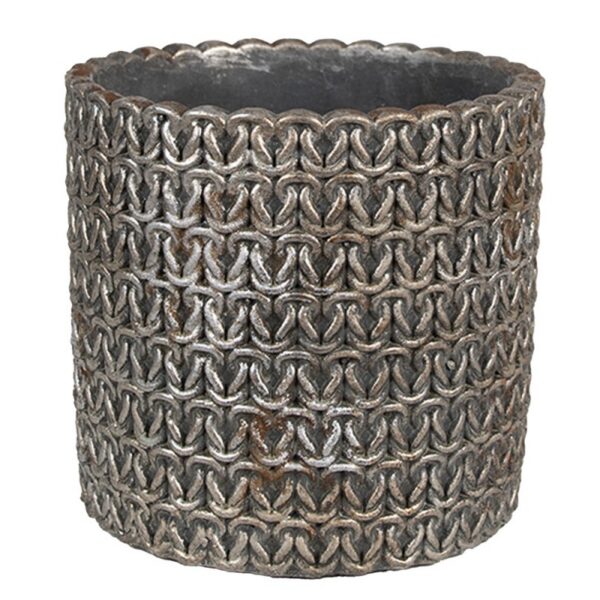 Bloempot Binnen Ø 15x14 cm Grijs Steen Plantenpot