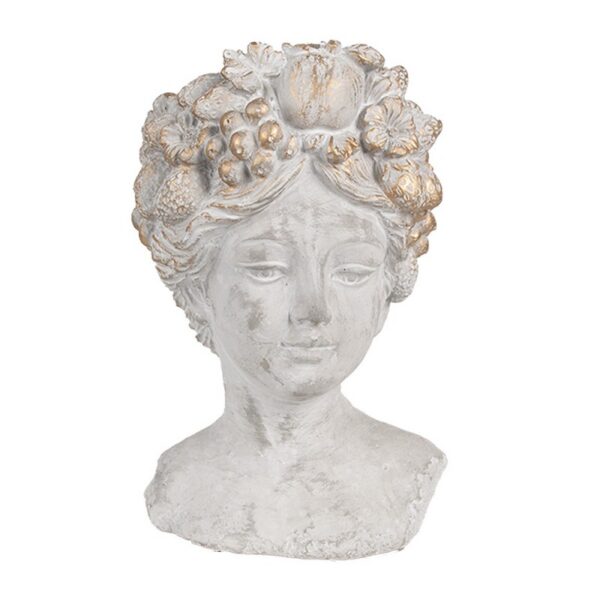 Bloempot Binnen Vrouw 14x14x22 cm Grijs Steen Plantenpot