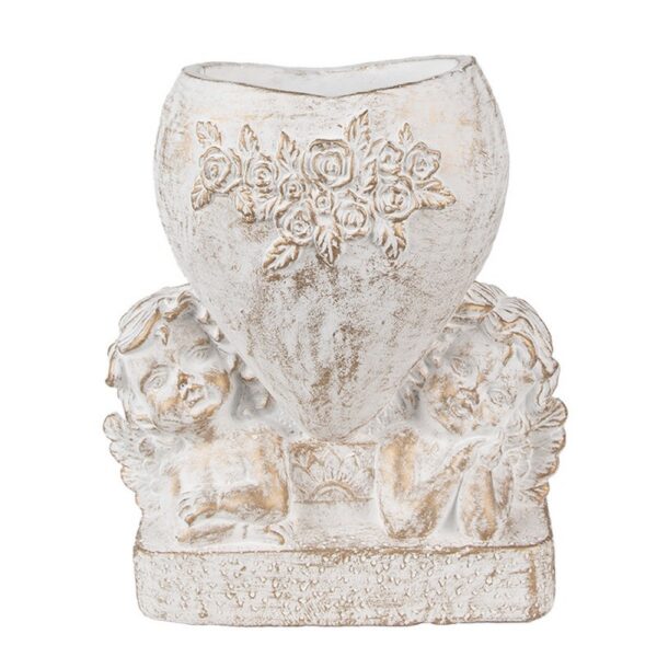 Bloempot Hart 23x13x25 cm Wit Steen