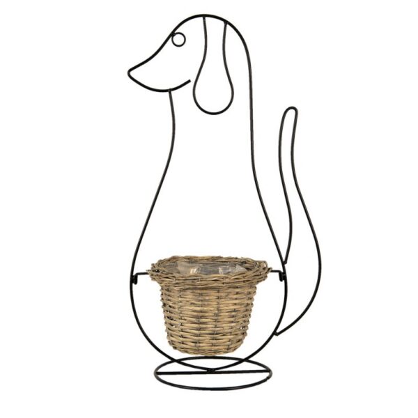 Bloempot Hond 35x22x67 cm Zwart IJzer Bloempot Binnen