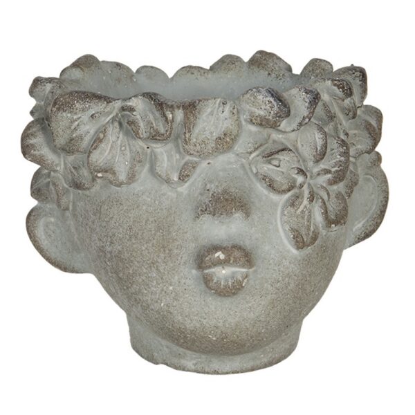 Bloempot Hoofd 12x10x9 cm Grijs Bruin Steen