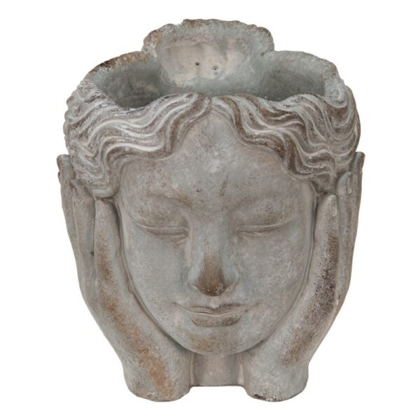 Bloempot Hoofd 14x16x17 cm Grijs Steen Handen Bloempot Binnen