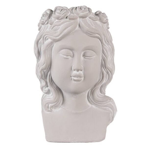 Bloempot Hoofd 20x17x30 cm Grijs Steen Woondecoratie