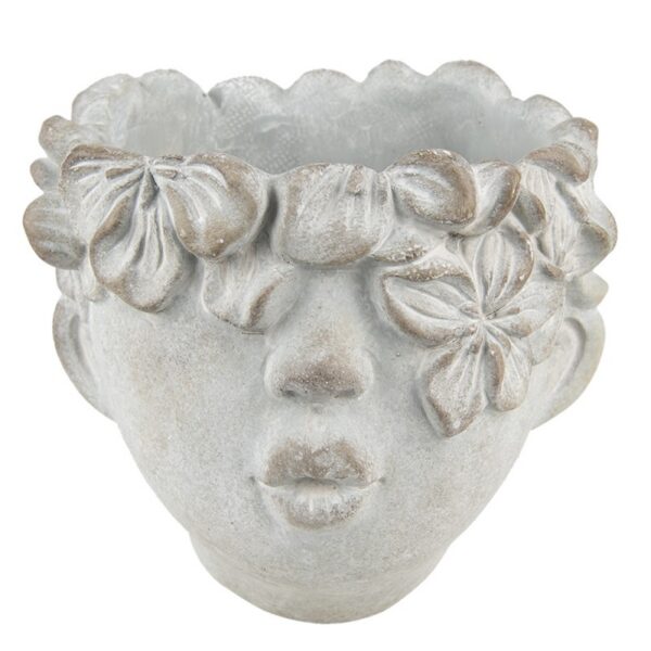 Bloempot Hoofd 20x18 cm Grijs Steen