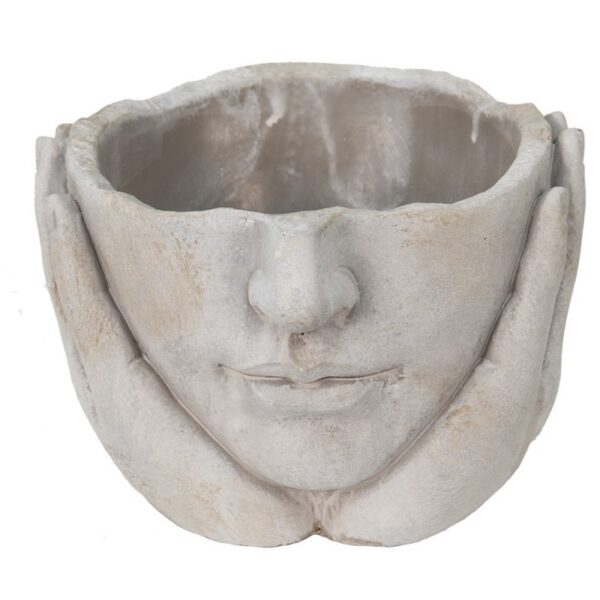 Bloempot Hoofd Ø 11x11 cm Beige Steen Plantenpot