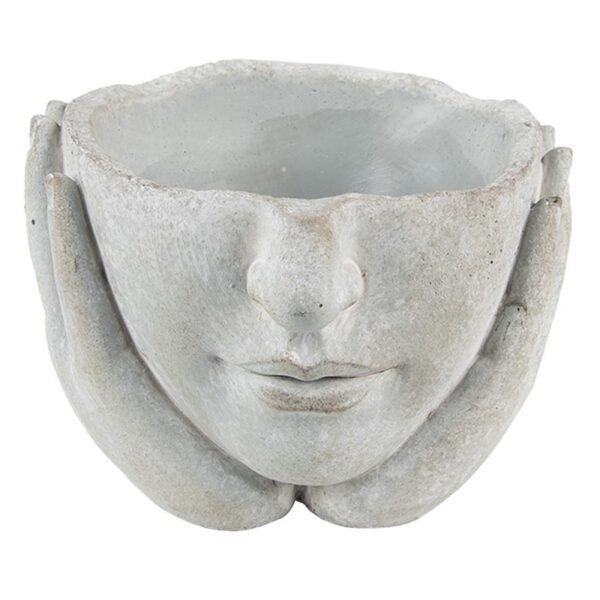 Bloempot Hoofd Ø 11x11 cm Grijs Steen Plantenpot