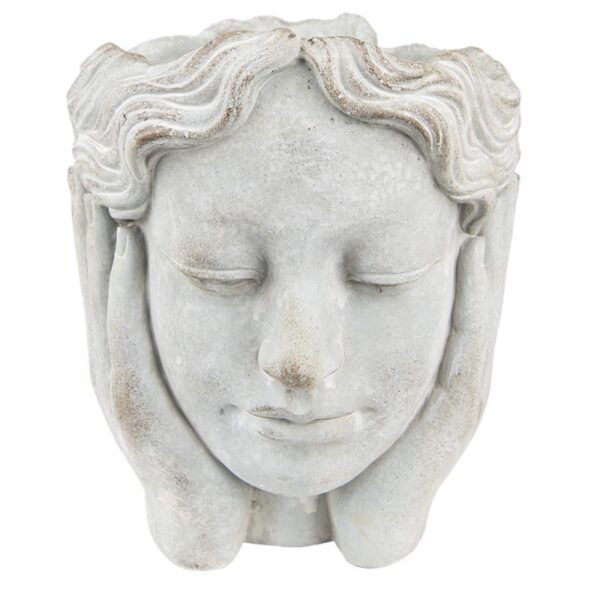Bloempot Hoofd Ø 11x20 cm Grijs Steen Plantenpot