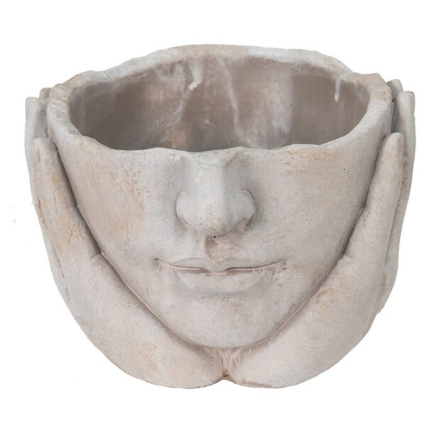 Bloempot Hoofd Ø 15x13 cm Beige Steen Plantenpot