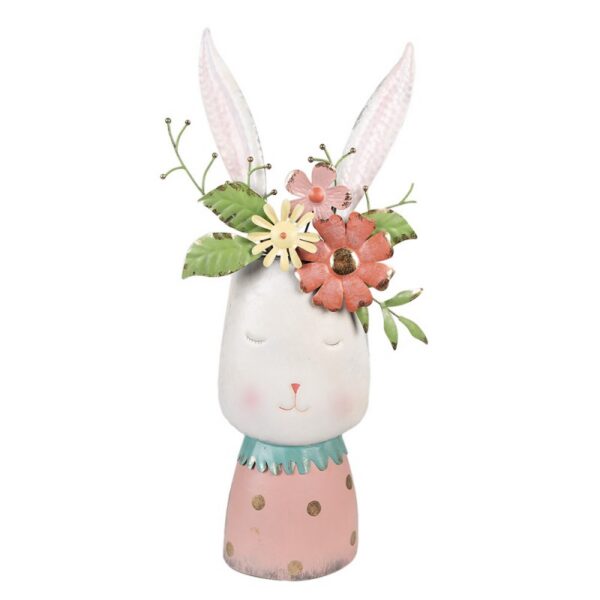Bloempot Konijn 62 cm Wit Metaal Decoratie Beeld