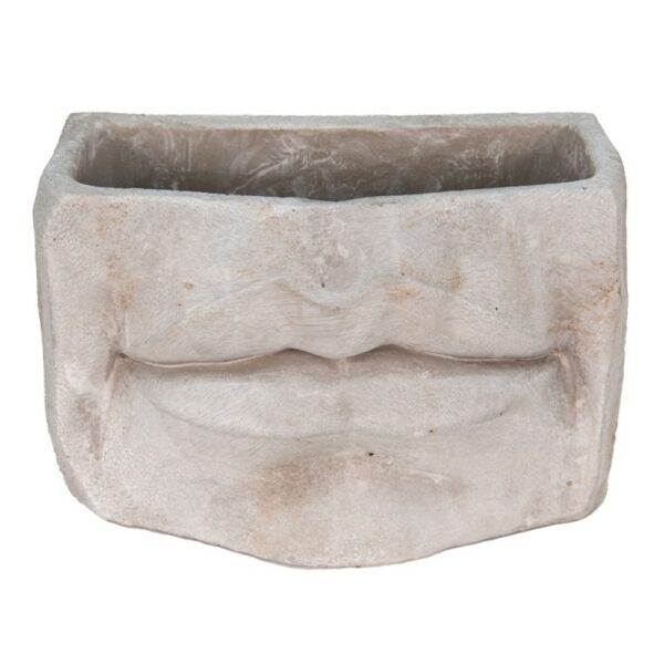 Bloempot Mond 21x13x14 cm Grijs Steen Bloempot Binnen