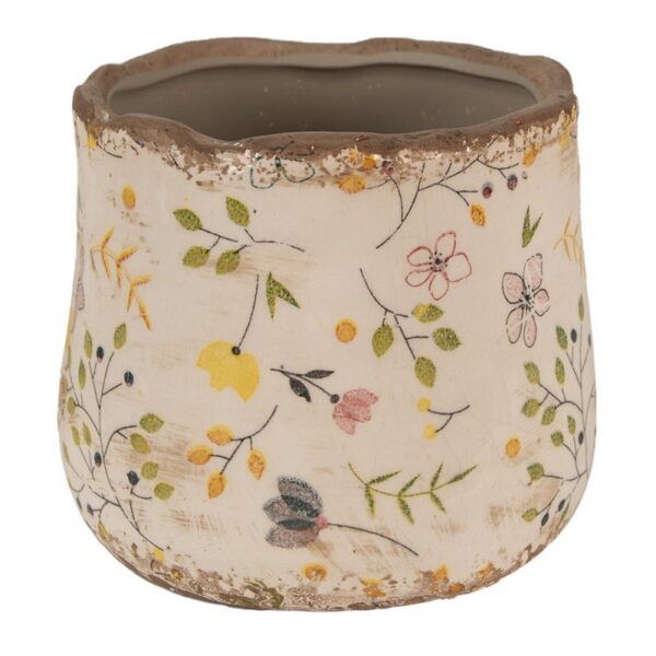 Bloempot Ø 11x10 cm Beige Geel Keramiek Bloemen Bloempot Binnen